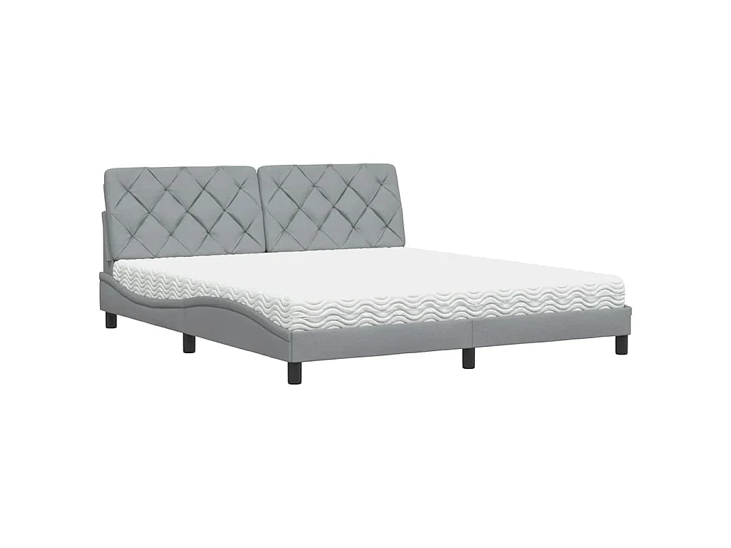 Lit avec matelas gris clair 180x200 cm tissu