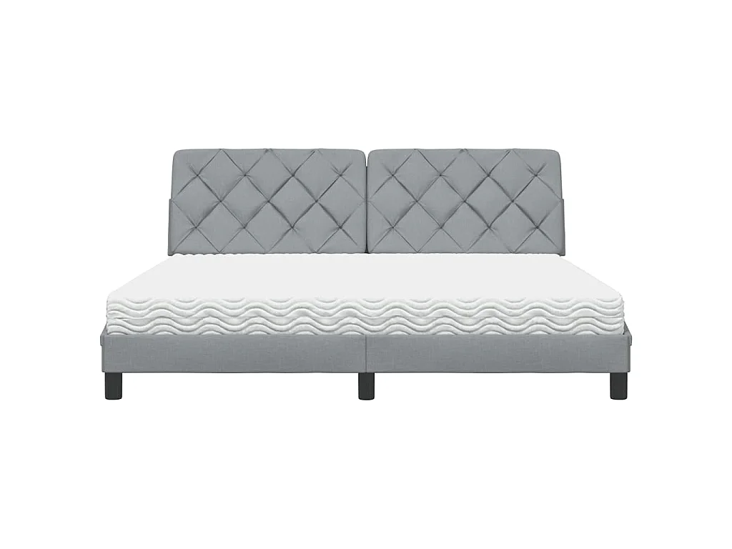 Lit avec matelas gris clair 180x200 cm tissu