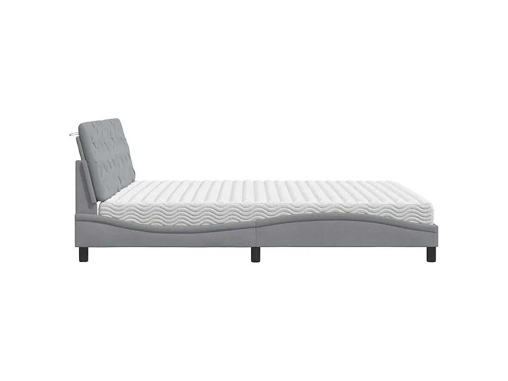 Lit avec matelas gris clair 180x200 cm tissu