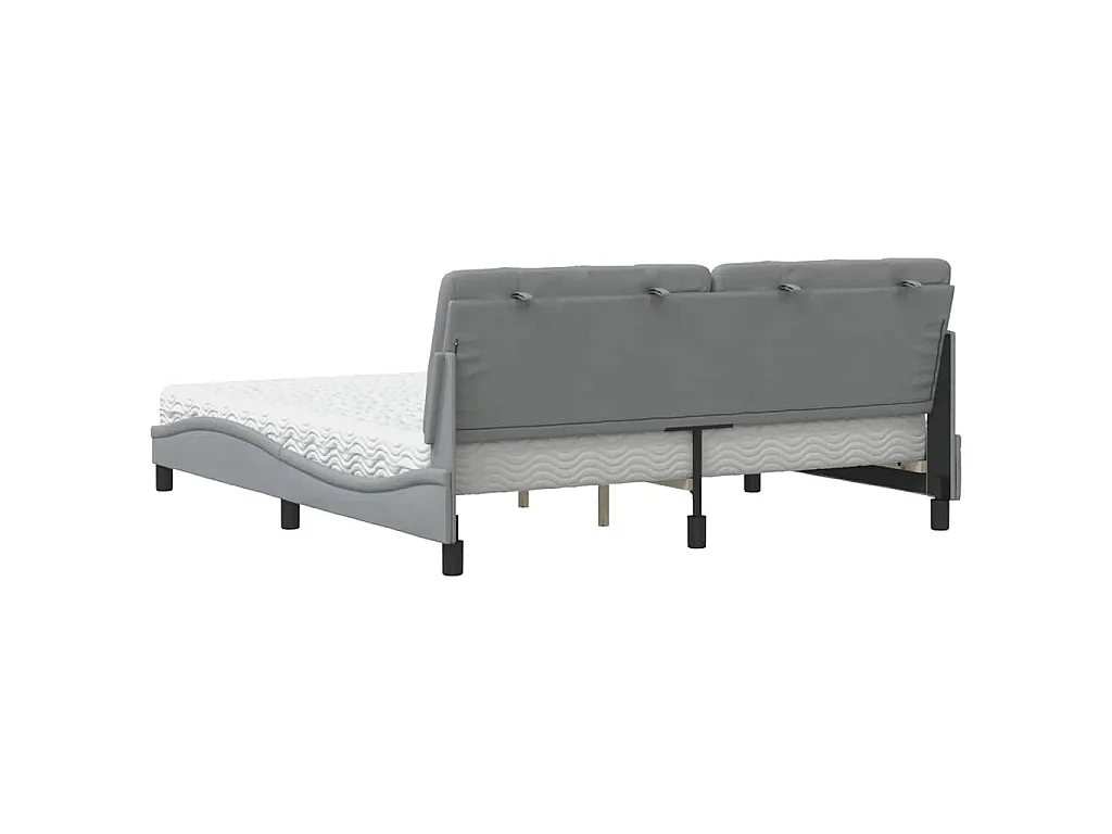 Lit avec matelas gris clair 180x200 cm tissu