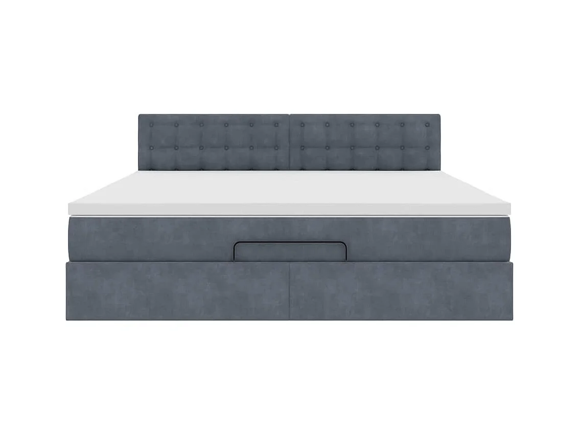 Ottoman-Bett mit Matratze & LEDs Dunkelgrau 160x200 cm Samt