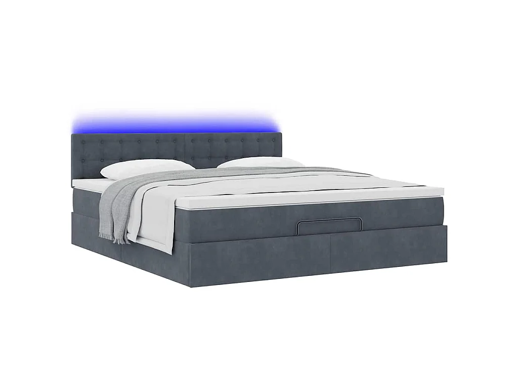 Estructura cama otomana con colchón gris oscuro 160x200 cm