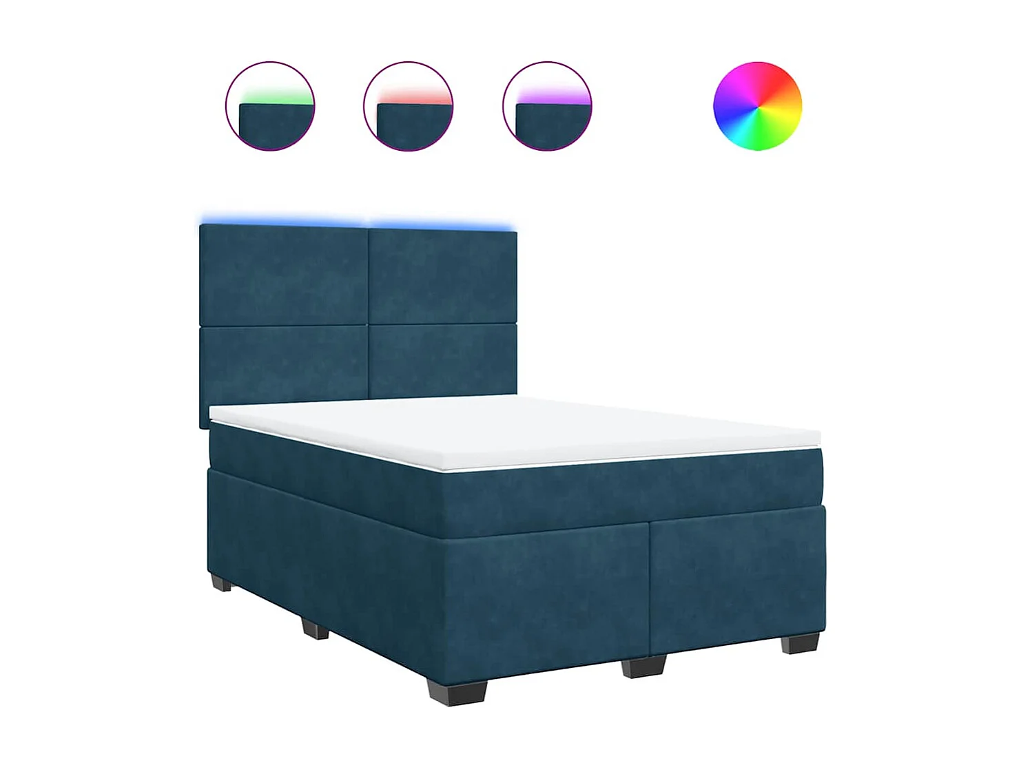 Giroletto a Molle con Materasso Blu 160x200 cm in Velluto