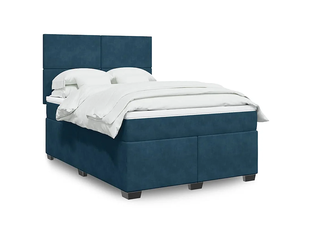 Cama com molas/colchão 160x200 cm veludo azul