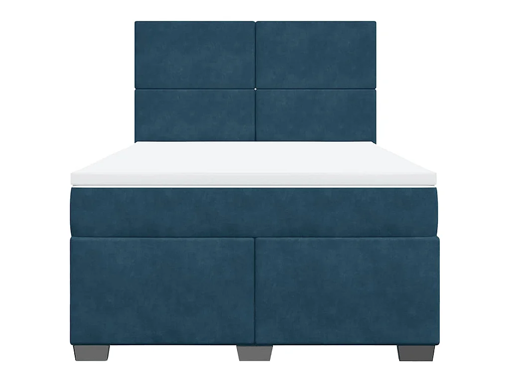 Cama com molas/colchão 160x200 cm veludo azul