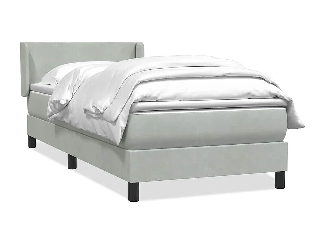 Boxspringbett mit Matratze Hellgrau 90x220 cm Samt