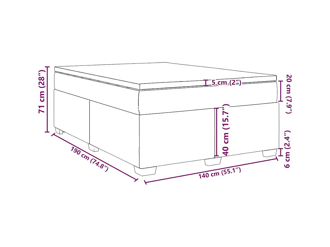 Boxspringbett mit Matratze Grau 140x190 cm Kunstleder