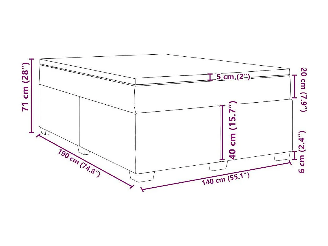 Boxspringbett mit Matratze Grau 140x190 cm Kunstleder