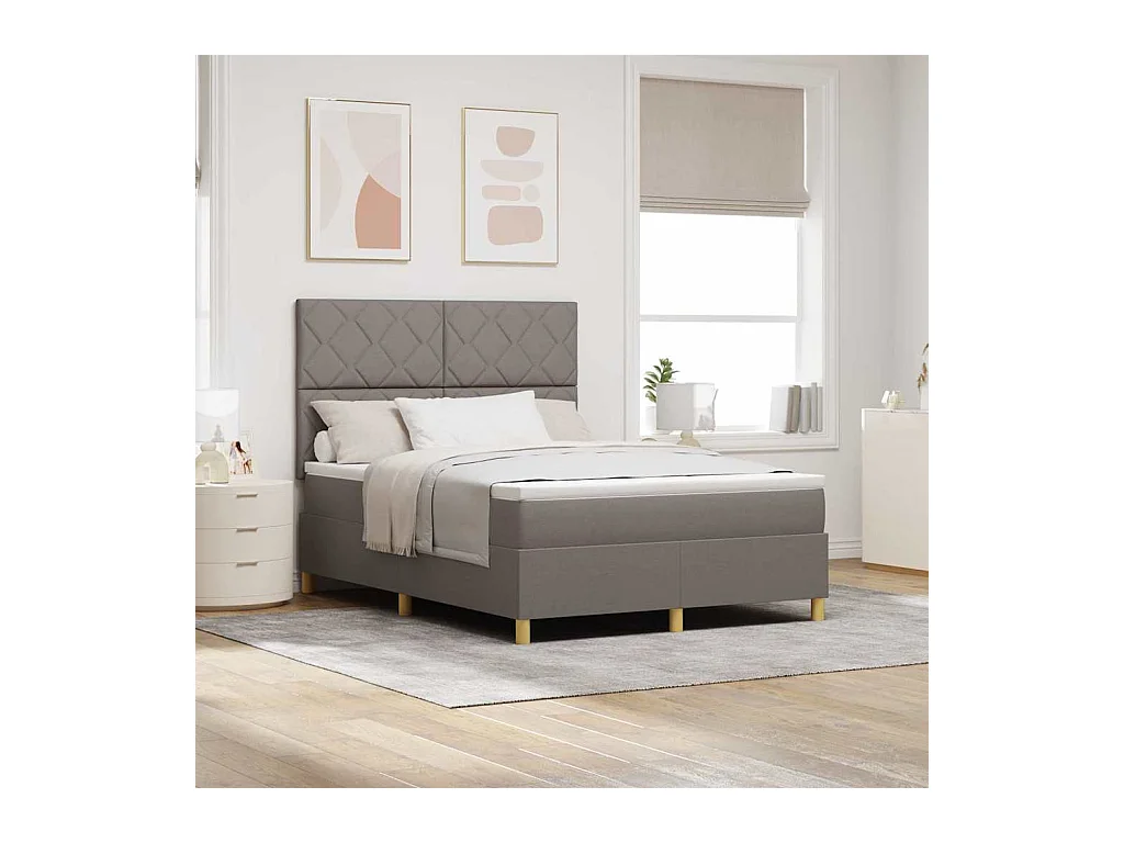 Boxspringbett mit Matratze Taupe 140 x 190 cm Stoff