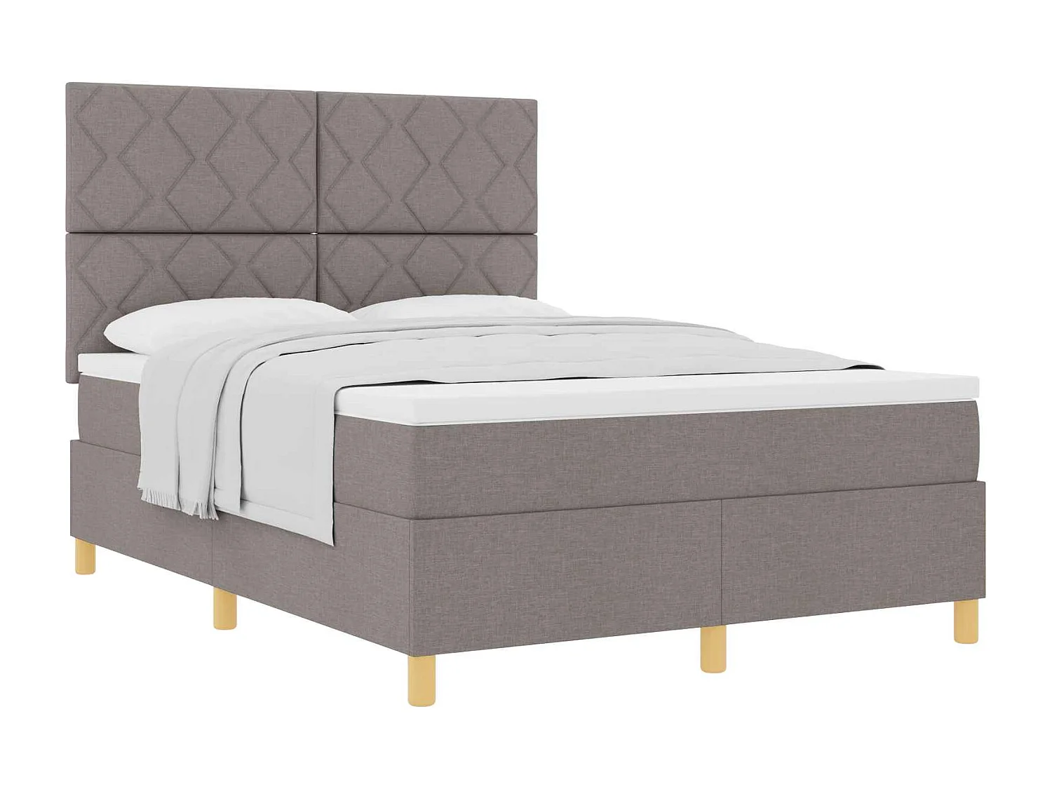 Lit à ressorts avec tête de lit Taupe 140 x 190 cm tissu