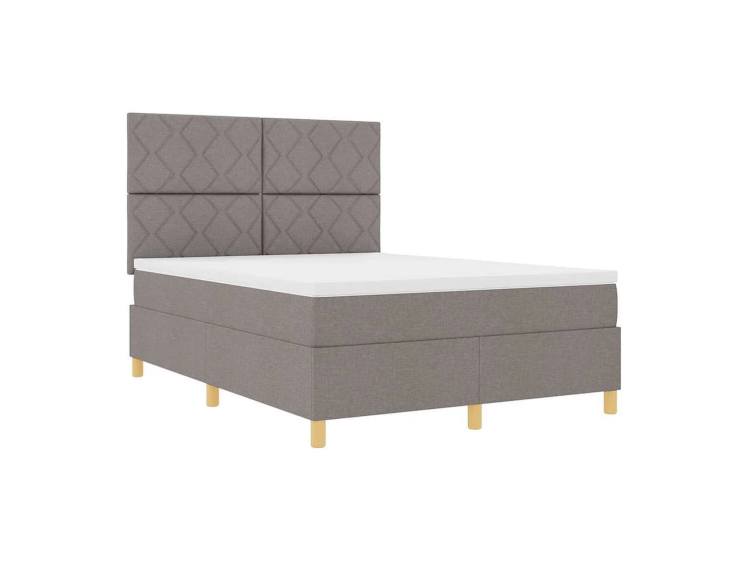 Lit à ressorts avec tête de lit Taupe 140 x 190 cm tissu
