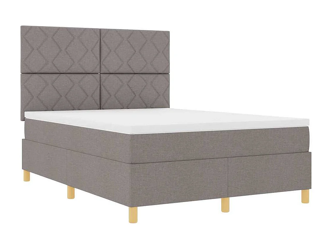 Lit à ressorts avec tête de lit Taupe 140 x 190 cm tissu