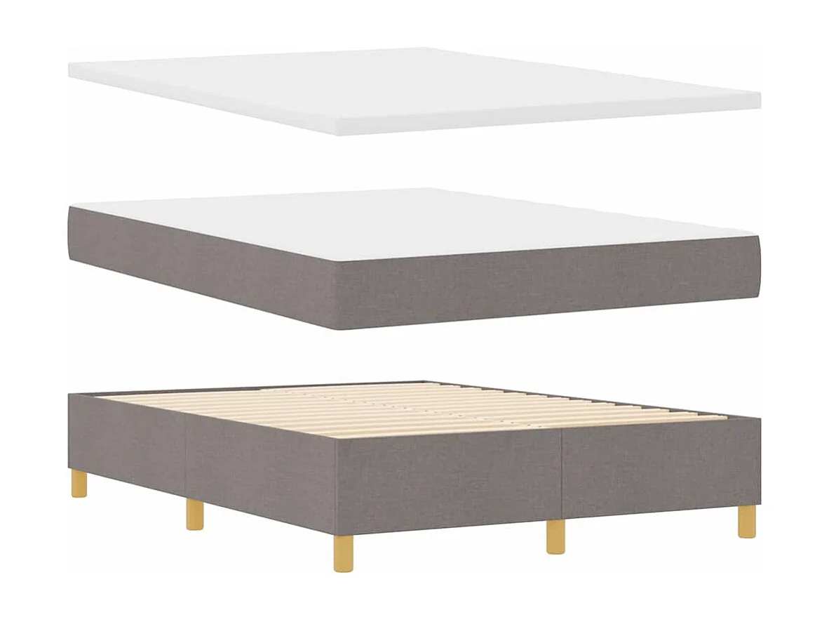 Lit à ressorts avec tête de lit Taupe 140 x 190 cm tissu
