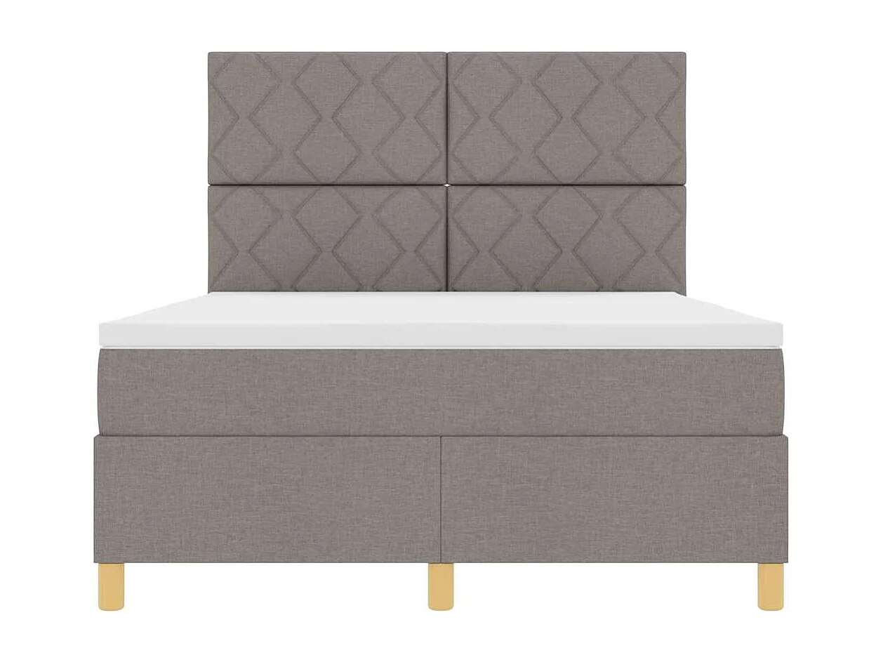 Lit à ressorts avec tête de lit Taupe 140 x 190 cm tissu