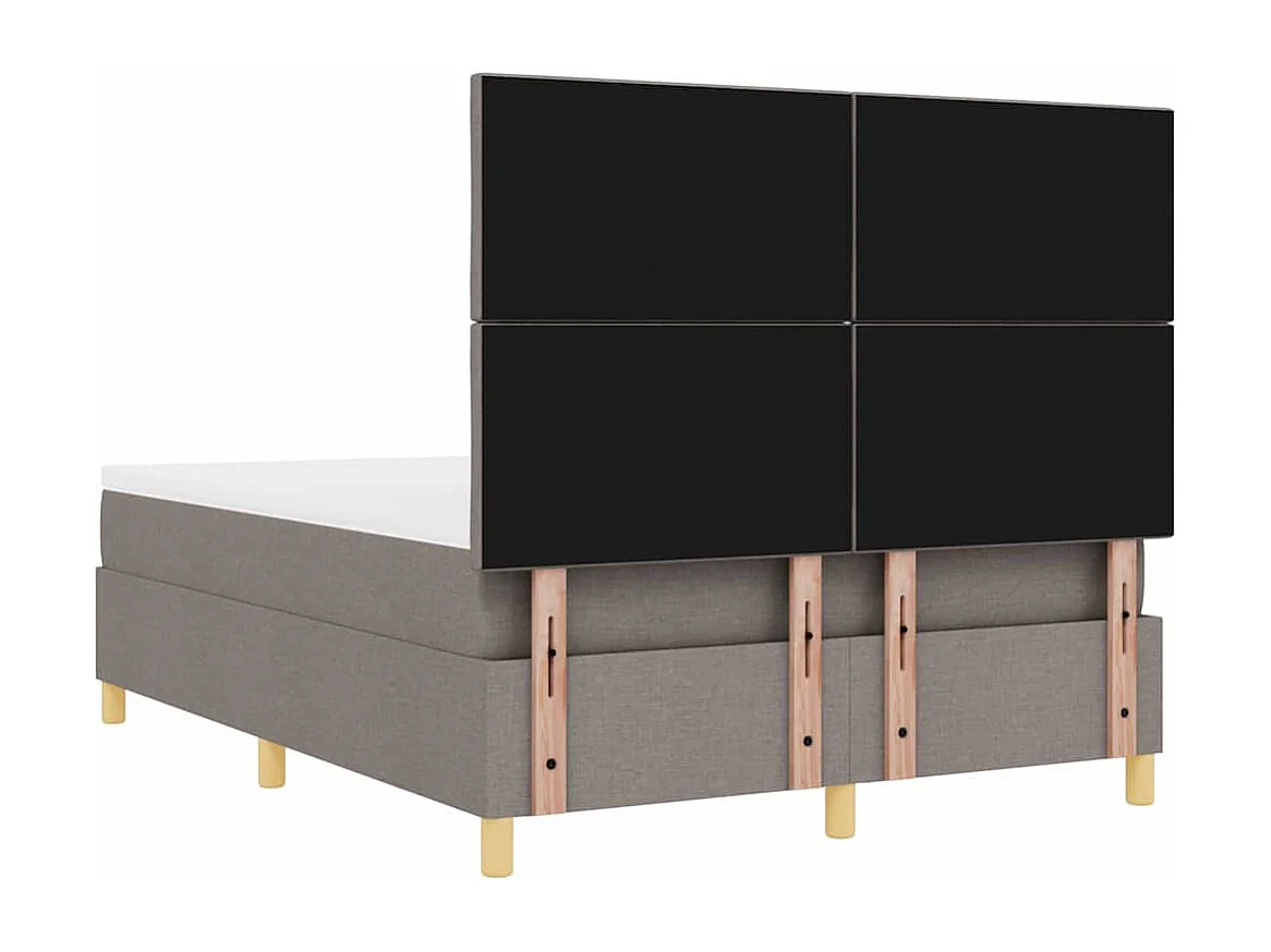 Lit à ressorts avec tête de lit Taupe 140 x 190 cm tissu