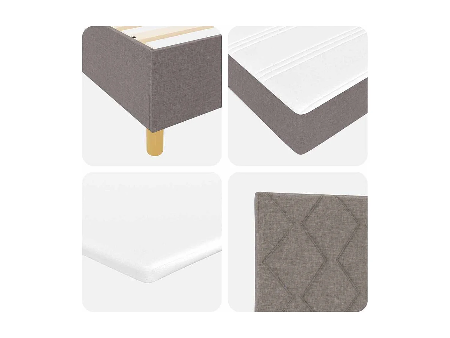 Lit à ressorts avec tête de lit Taupe 140 x 190 cm tissu