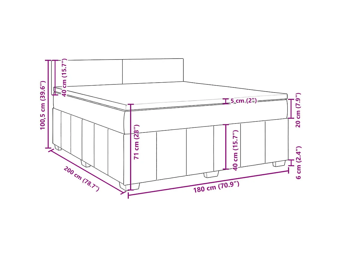 Sommier à lattes de lit avec matelas Gris foncé 180x200cm Tissu
