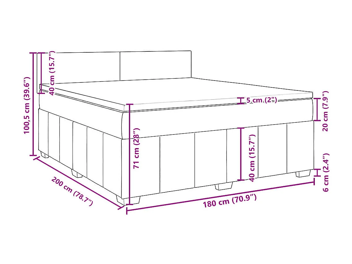 Boxspring met matras stof donkergrijs 180x200 cm
