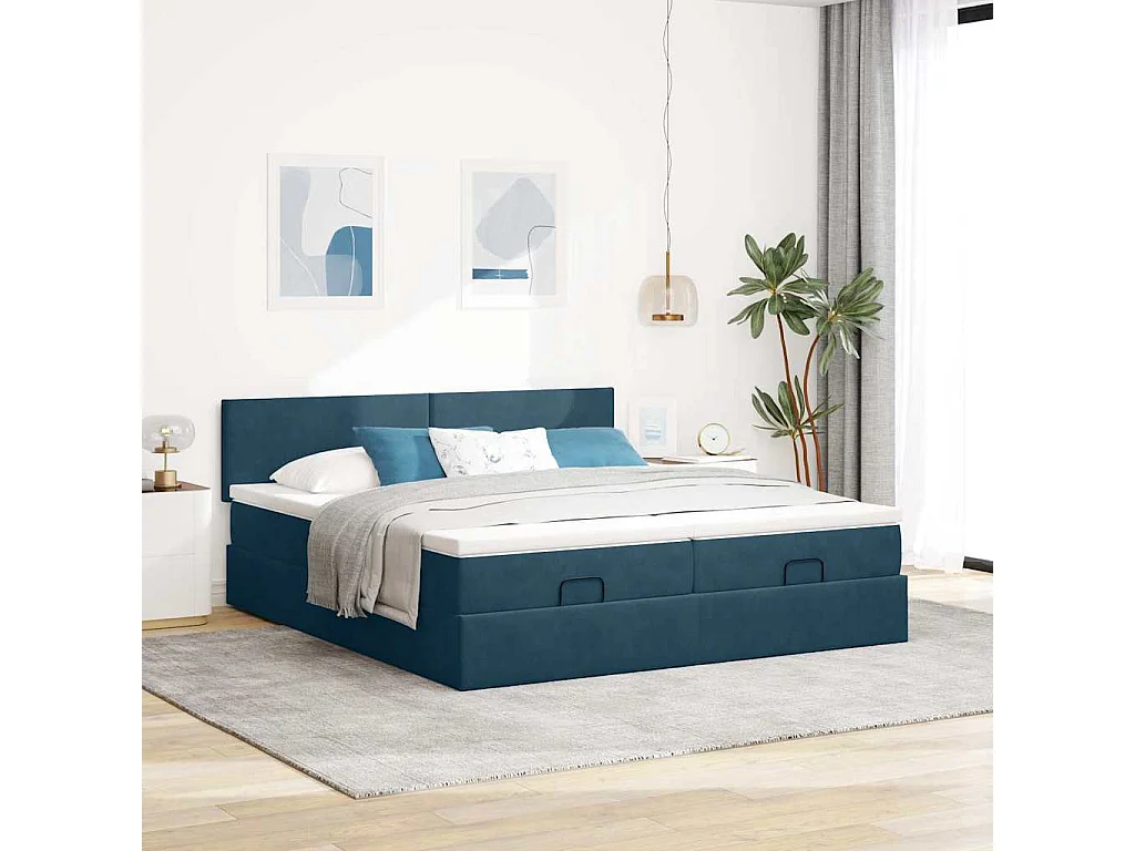 Ottoman bed met matrassen en LED's 180x200cm fluweel