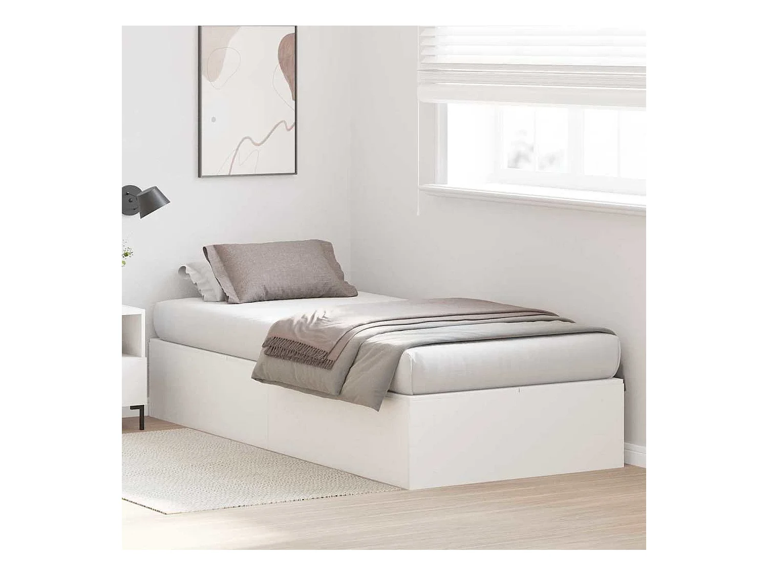 Cadre de lit avec rangement Blanc 90 x 200 cm Bois d'ingénierie