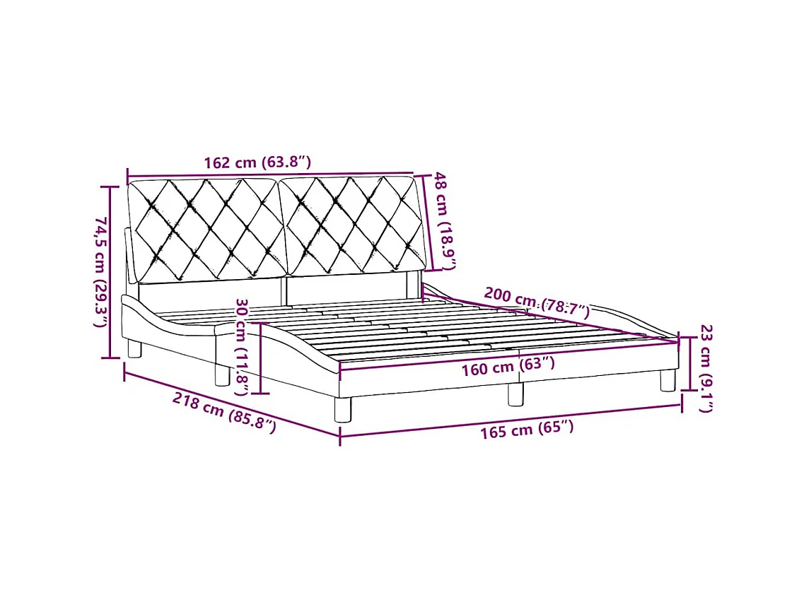 Bettgestell ohne Matratze Dunkelgrau 160x200 cm Stoff