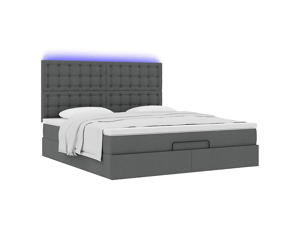 Cadre de lit ottoman avec matelas gris foncé 180x200 cm tissu