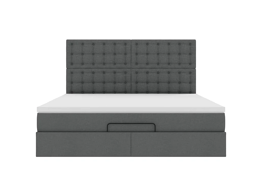 Cadre de lit ottoman avec matelas gris foncé 180x200 cm tissu
