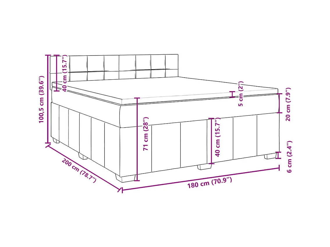 Boxspring met matras stof lichtgrijs 180x200 cm