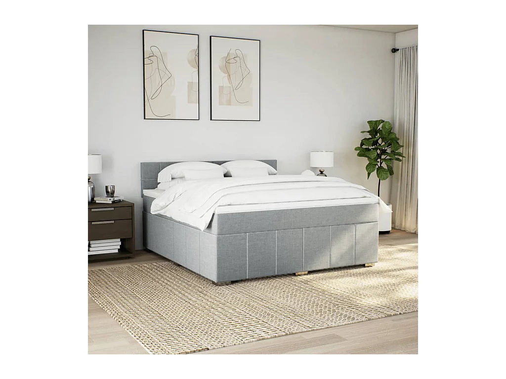 Boxspring met matras stof lichtgrijs 180x200 cm