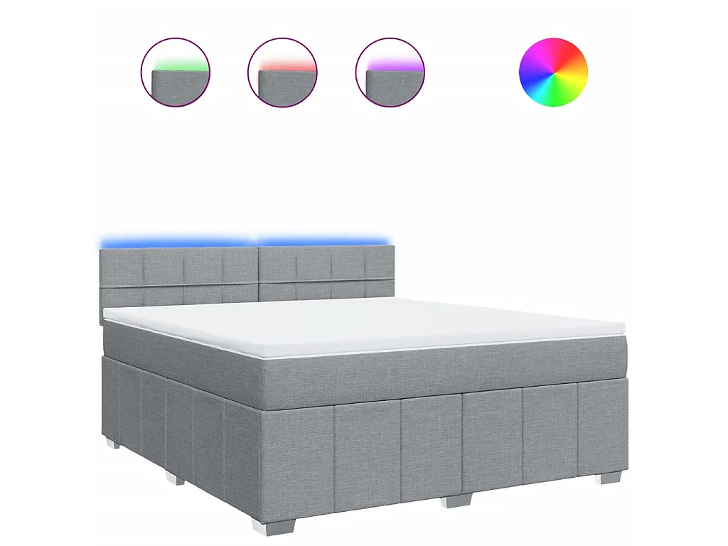 Sommier à lattes de lit avec matelas Gris clair 180x200cm Tissu
