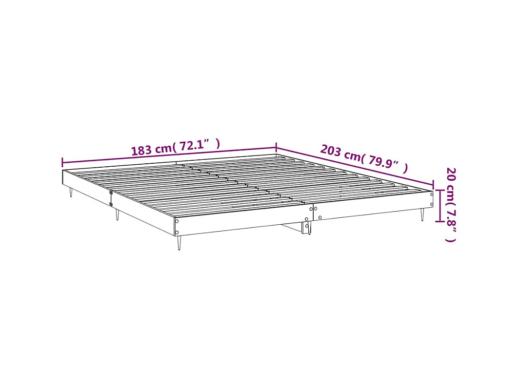 Bettgestell ohne Matratze Sonoma-Eiche 180x200 cm Holzwerkstoff