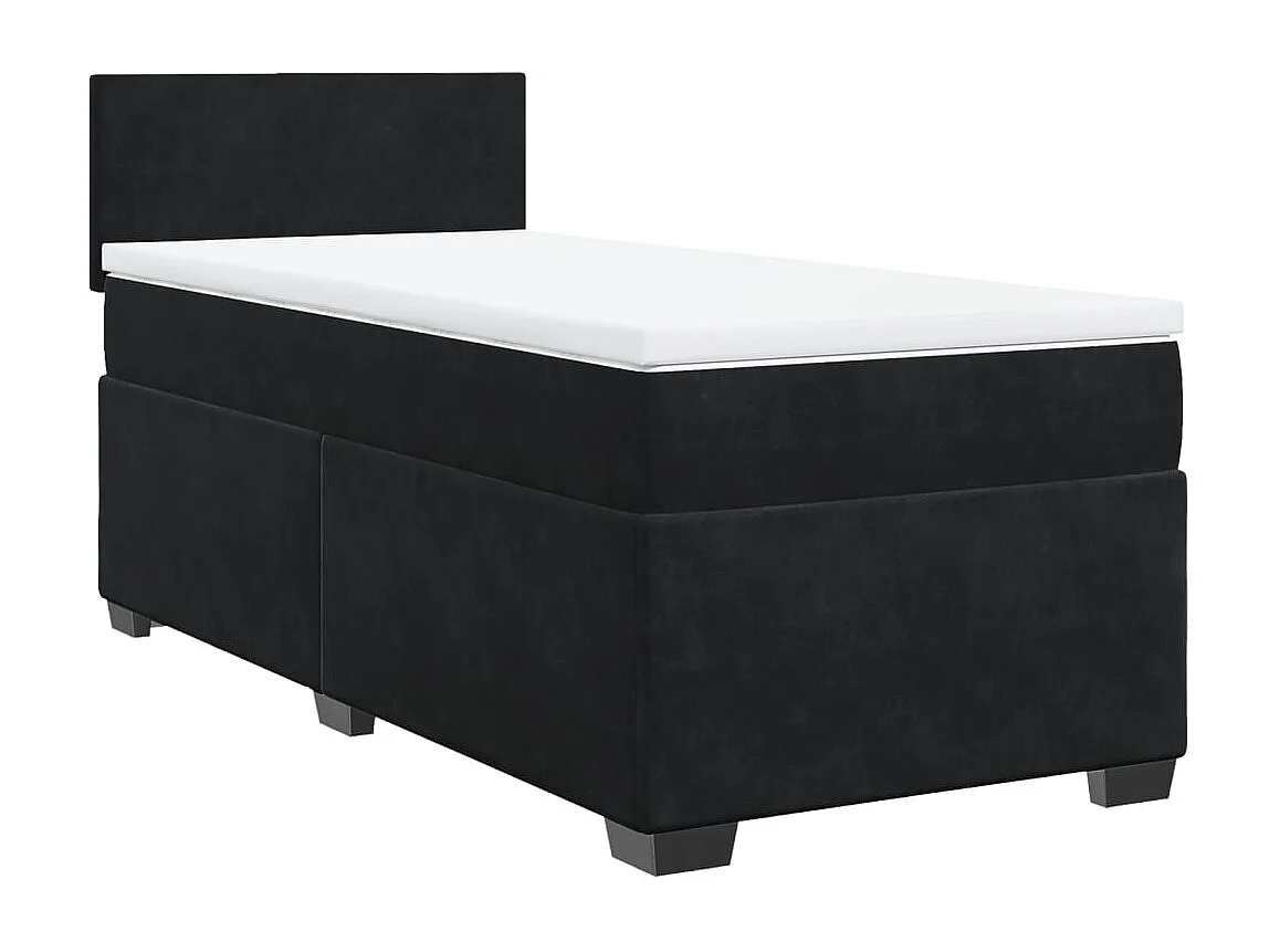 Cama box spring con colchón terciopelo negro 90x200 cm