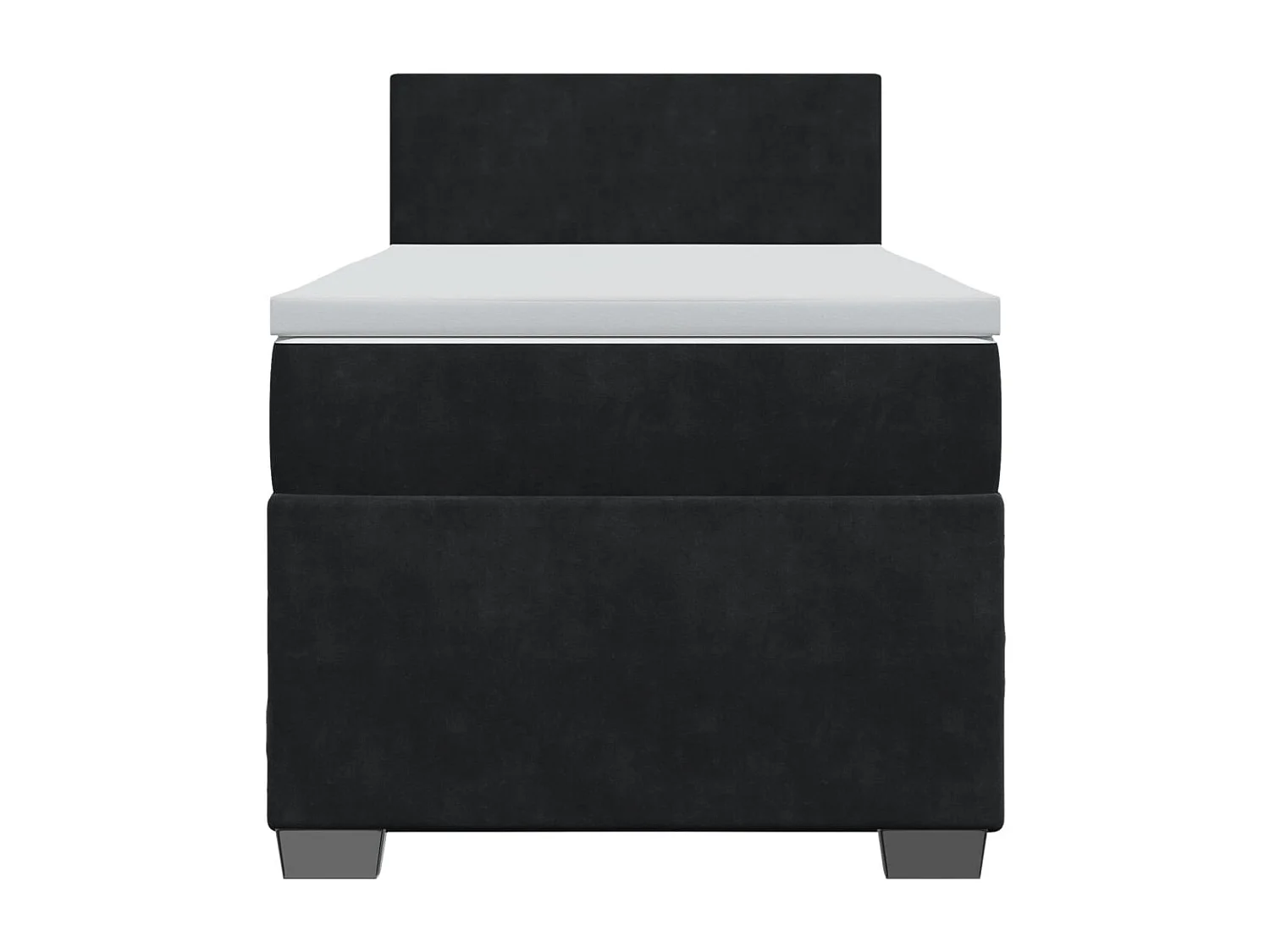 Cama box spring con colchón terciopelo negro 90x200 cm