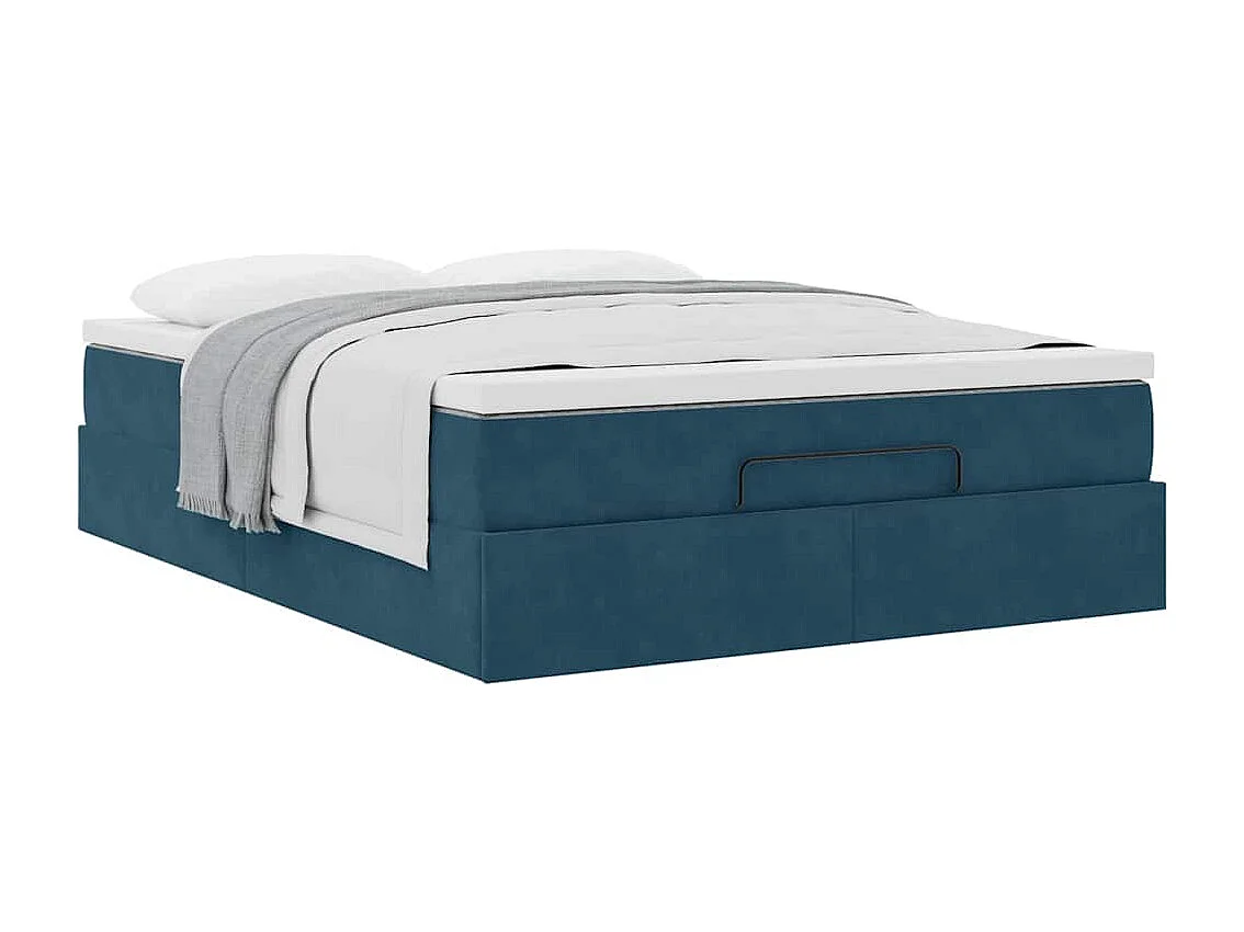 Ottoman-Bett mit Matratze Dunkelblau 140x190 cm Samt