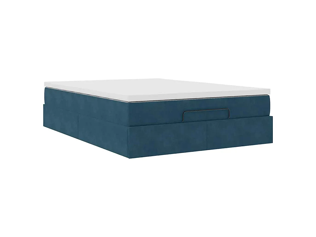Ottoman bed met matras 140x190cm fluweel donkerblauw