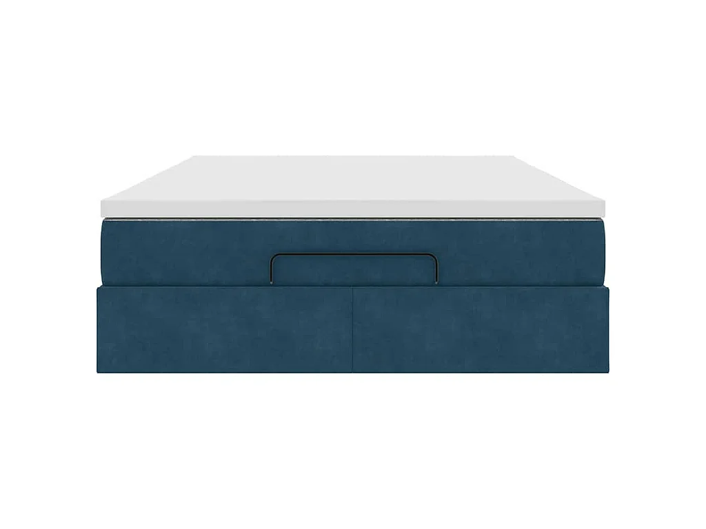 Ottoman bed met matras 140x190cm fluweel donkerblauw