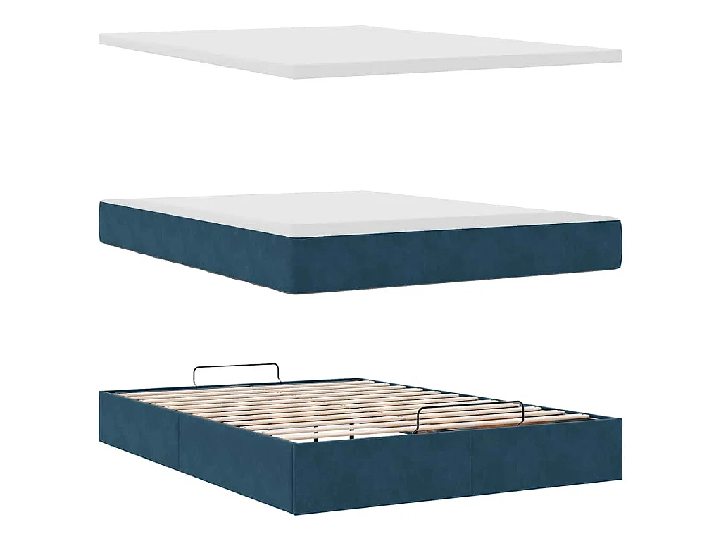 Ottoman bed met matras 140x190cm fluweel donkerblauw
