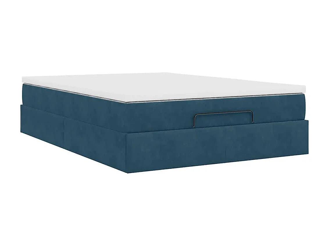 Ottoman bed met matras 140x190cm fluweel donkerblauw