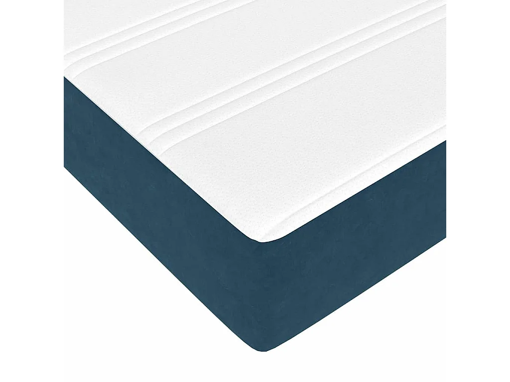 Cadre de lit ottoman avec matelas bleu foncé 140x190 cm velours