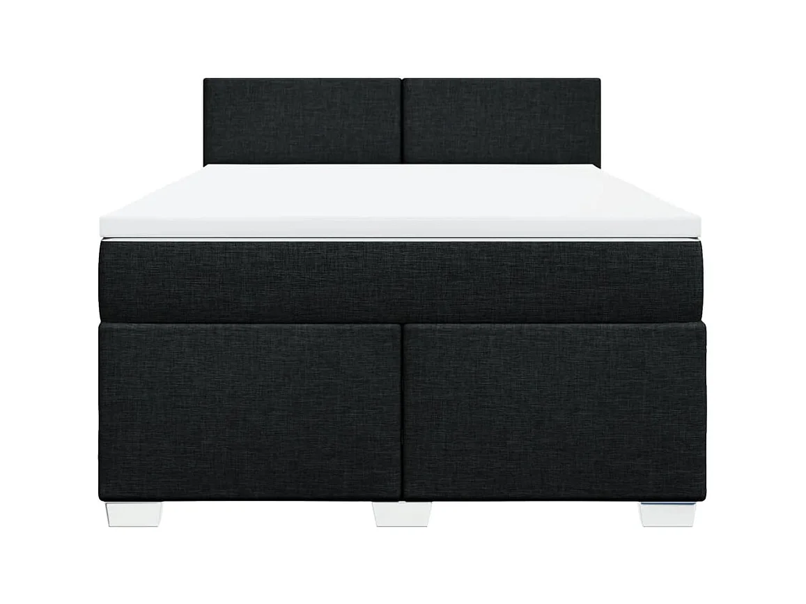 Sommier à lattes de lit avec matelas Noir 140x190 cm Tissu