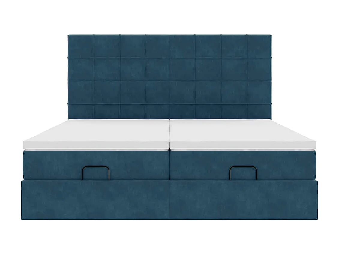 Cadre de lit ottoman avec matelas bleu foncé 180x200 cm velours