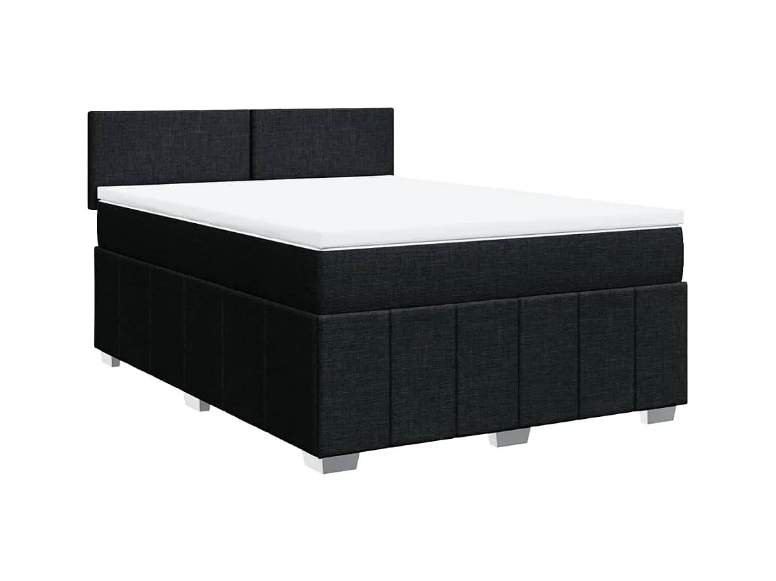 Cama box spring con colchón tela negro 140x190 cm