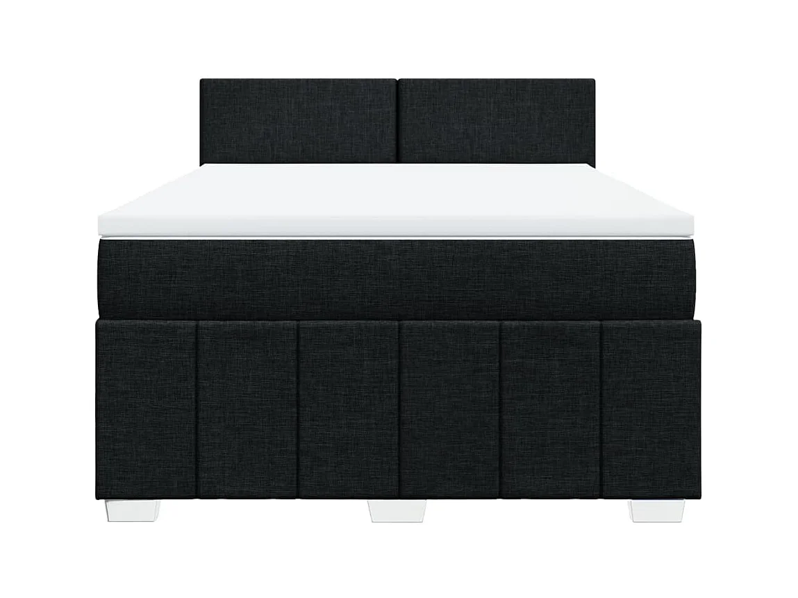 Cama box spring con colchón tela negro 140x190 cm