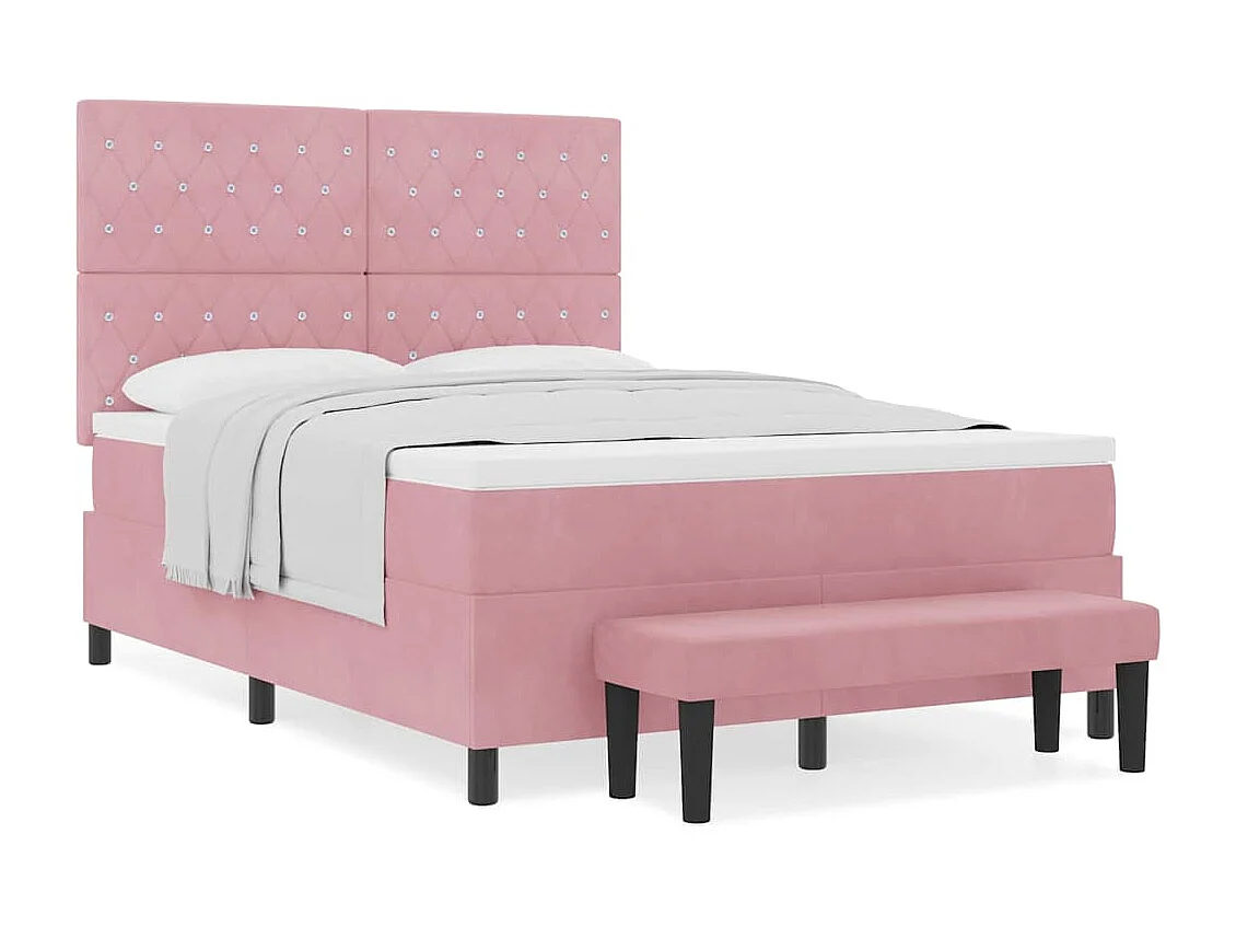 Lit à ressorts avec matelas Rose 160 x 200 cm Velours
