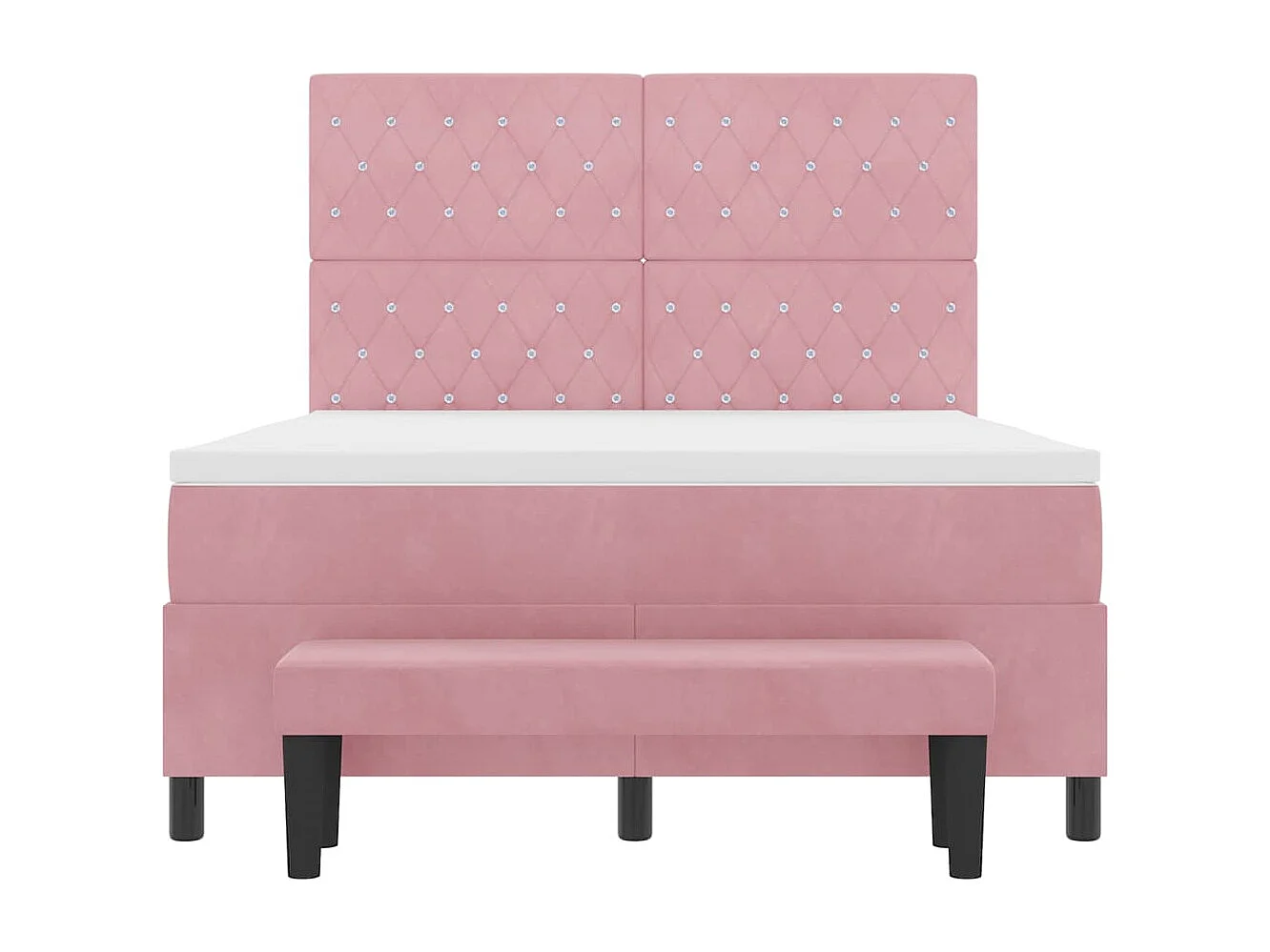 Lit à ressorts avec matelas Rose 160 x 200 cm Velours