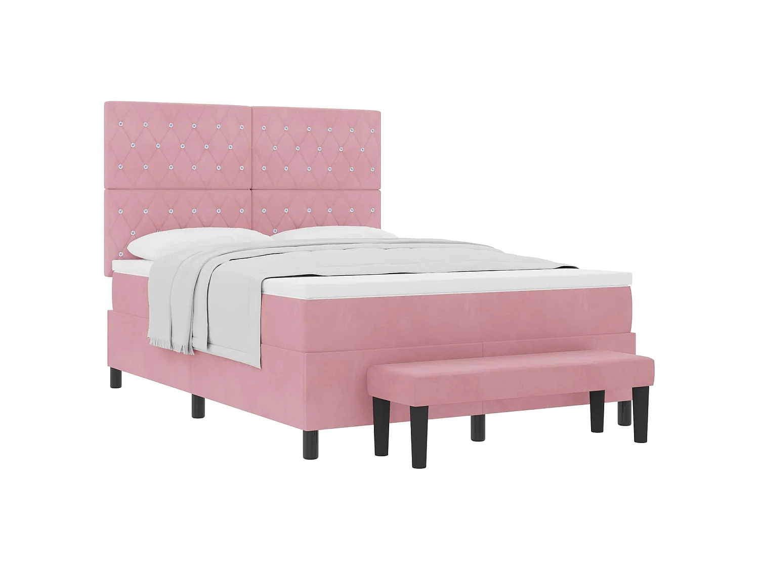 Boxspringbett mit Kopfteil Rosa 200 x 160 cm Samt
