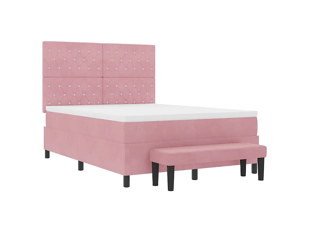 Boxspringbett mit Kopfteil Rosa 200 x 160 cm Samt