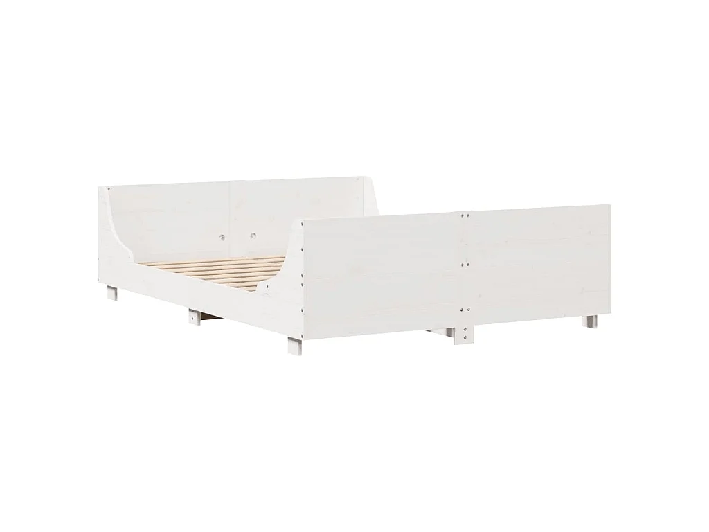 Bedframe zonder matras massief grenenhout wit 140x200 cm