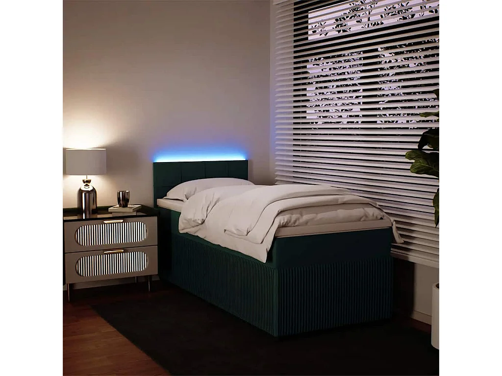 Boxspringbett mit Matratze Dunkelgrün 100x200 cm Samt