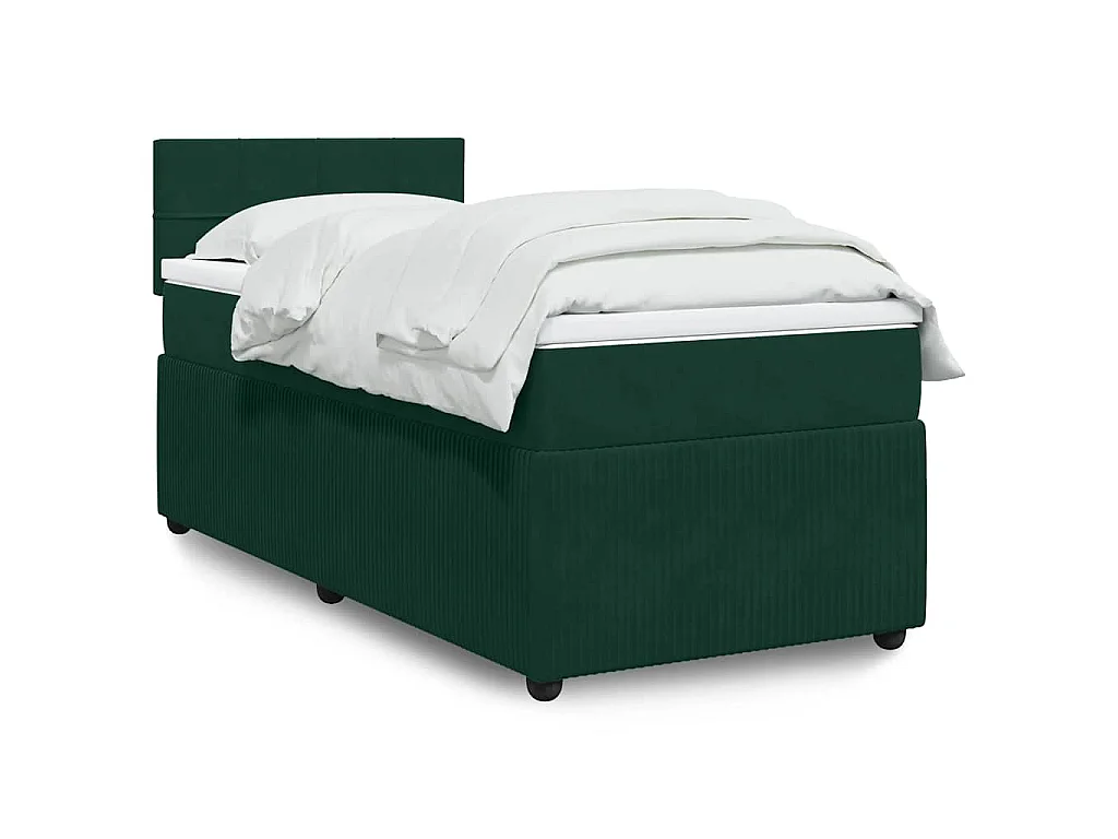 Sommier à lattes de lit avec matelas Vert foncé 100x200 cm